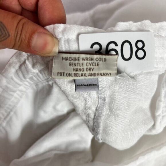 Island Importer Cargo Shorts Mens Large White Cabo Linen Drawstring Pull On - Picture 10 of 12